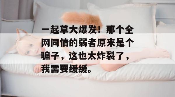 一起草大爆发！那个全网同情的弱者原来是个骗子，这也太炸裂了，我需要缓缓。